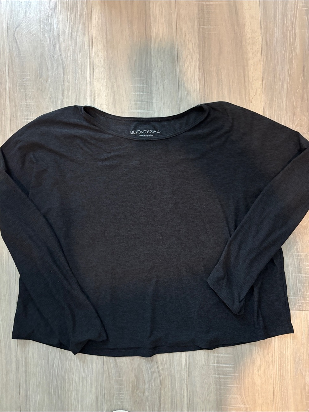 Beyond Yoga Black Long Sleeve Scoop-Neck Boxy Top